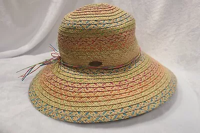 Cappelli Straworld Woven Multicolor Sun Hat String Tie Accent Bow One Size  • $19
