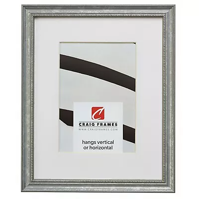 Craig Frames Stratton .75  Beaded Aged Silver Wood Picture Frame With A Mat • $31.99