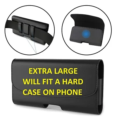 Extra Large Sleeve Phone Holder Leather Carrying Case With Belt Clip & Belt Loop • $9.98