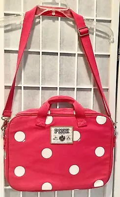 Victorias Secret PINK - White Polka Dot Laptop Carrying Case Messenger Bag EUC • $22.50