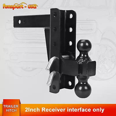 $68.61 • Buy 2  Receiver 8'' Drop Adjustable Towing Hitch Dual Ball Trailer Pins 2 & 2-5/16''