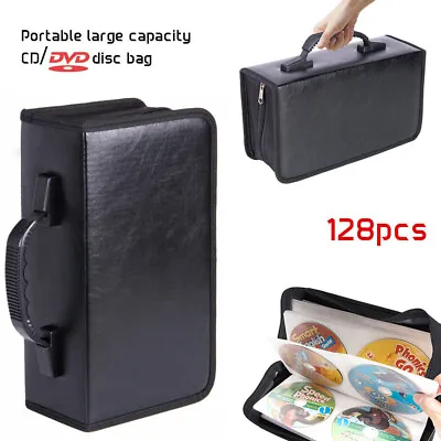 128 CD/DVD Storage Wallet Car Disc Holder Carry Case Pocket Protector Sleeve Bag • £7.98