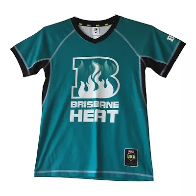 KFC BBL Bisbane Heat Jersey Size 10 Short Sleeve Collarless Stretch Logo • $21.99