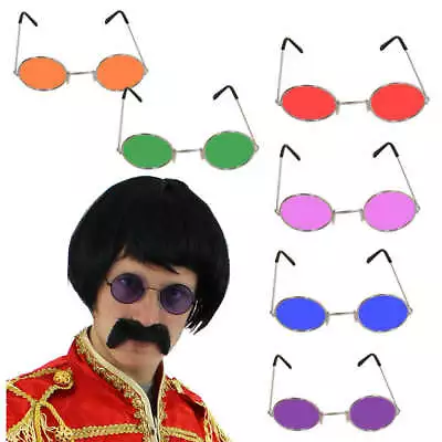 £12.99 • Buy 1960s Pop Sergeant Fancy Dress Set With Wig, Tash + Colour Hippy Glasses Costume