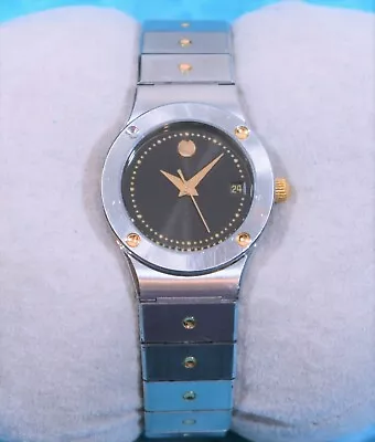 MOVADO Museum Two-Tone 86.A3.836C Black-Dial Date Swiss Quartz W/R Serviced • $169