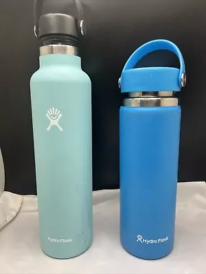 Set Of 2 Hydro Flask Water Bottles 20oz Wide Mouth Pacific 24 Oz Dew Standard • $22.79