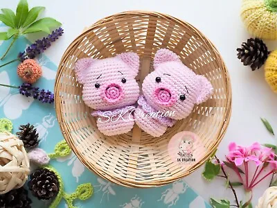 One Pig Rattle  Handmade Crochet Amigurumi Mini Animal Soft Toy New Gift • $1.25