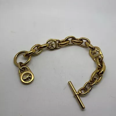 Ladies Michael Kors Gold Plated Toggle Switch Link Bracelet 8.5  A124 • $20.99