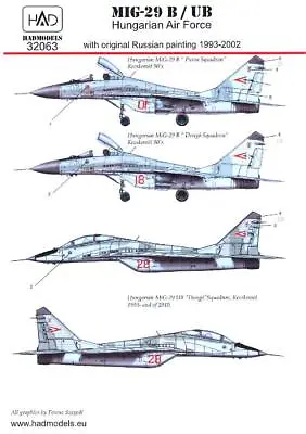 Hungarian Aero Decals 1/32 MIKOYAN MiG-29B/UB FULCRUM Hungarian Air Force • $12.50