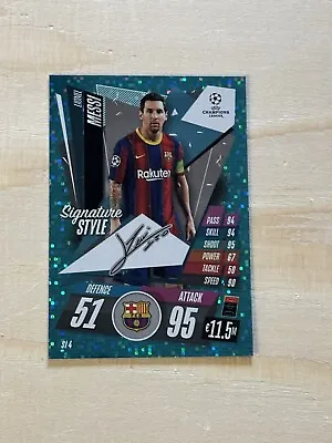 Match Attax Extra 2020/21 20/21 Lionel Messi Signature Style No Si 4 • £9.95