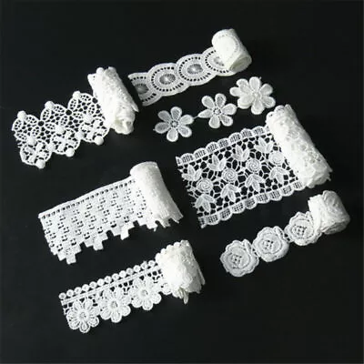 1 Yard White Venise Lace Edge Trim Wedding Ribbon Applique DIY Sewing Craft • $2.08