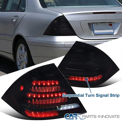 Fits 2001-2004 Mercedes-Benz W203 C-Class Black Smoke Tail Lights LED Sequential • $192.56
