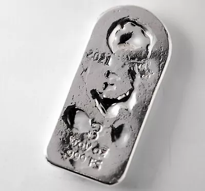 2021 - 3oz Cast / Poured Silver Bar - Bunker Bullion • $149.99