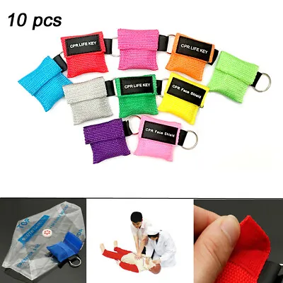 10* First Aid Resuscitation CPR Life Key CPR Face Shield Key-ring Mouth To Mouth • £9.38