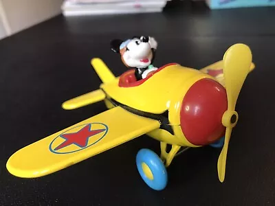 Vintage Disney Decopac Yellow Metal Diecast Plane Airplane W/ Mickey Mouse Toy • $2.75