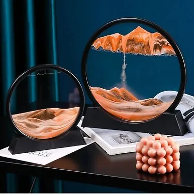 3D Flowing Sand Art Picture Moving Quicksand Sea Sandscape Table Lamp Decor Home • £8.89