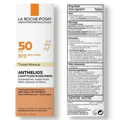 La Roche-Posay Anthelios 50 TINTED MINERAL SPF 50 1.7 Fl. Oz. EXP. 02/2025 • $18.99