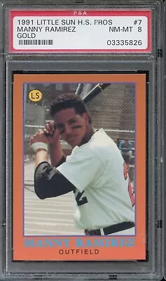 Psa 8 1991 Little Sun Gold High School Prospects #7 Manny Ramirez Rc Looks Mint • $39.95