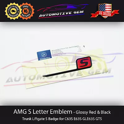 AMG S Letter Trunk Emblem Glossy Black Red Badge Sticker Decoration C63S E63S • $15.99