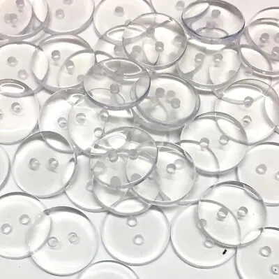 Clear Transparent 2 Hole Backing Buttons All Sizes Sewing Button • £1.99