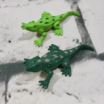 Miniature Alligator Figures Lot Of 2 PVC Animals 2  Green Spotted • $6.79