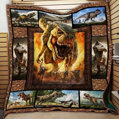 T-Rex 3D Blanket T-Rex Quilt Dinosaur Fleece Sherpa Blanket Gift Idea • $85.75