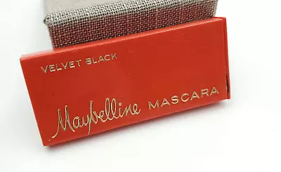 Vtg Maybelline Cake Mascara Velvet Black Red Plastic Box Compact Slide Brush • $12.99