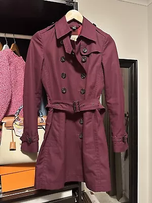 Authentic Burberry Boysenberry  Trench Coat Jacket Size 4Uk Fits Size 6 Aus XS • $475