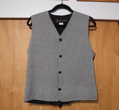 Vintage Jay Jacobs Black White Herringbone Waistcoat Vest S/M 80's 90's USA Made • $25