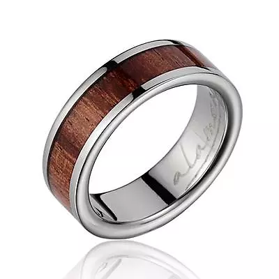 Genuine Inlay Hawaiian Koa Wood Wedding Band Ring Titanium 6mm Size 3-14 • $59