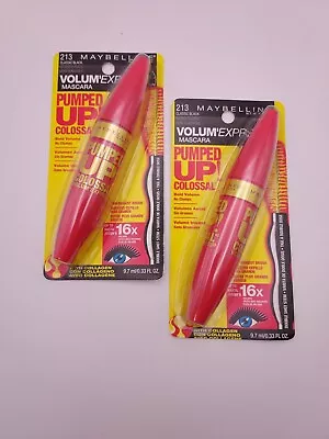 LOT OF 2 Maybelline PUMPED UP! Colossal Mascara 213 CLASSIC BLACK New Carded  • $11.99