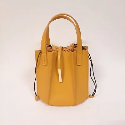 Sondra Roberts Squared Mustard Yellow Small Handbag Drawstring Inside Bag NWT • $15