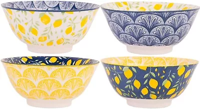 SET OF 4 Home Essentials Lemons Porcelain Soup Bowl - Piyalas Cereal Bowls 6x3  • $44.95