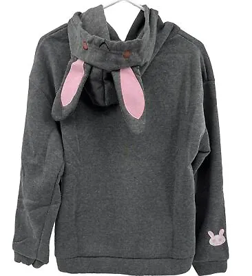 Women M Hoodie Pullover Sweatshirt Sweet Cute Hooded Bunny Ear Top Kawaii Coat • $22.49