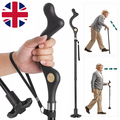 Adjustable Walking Cane Stick Folding Trekking Pole Hiking Straight Posture Cane • £10.69