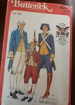 Butterick 4207 Mens Size 36 Historical Revolution Civil War Costume Pattern 1776 • $8