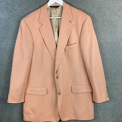 Brooks Brothers Herringbone Blazer Mens  44L Orange Peach Business Casual Jacket • $35.86