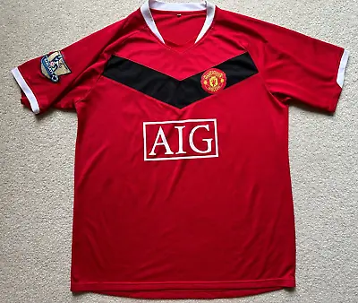 Manchester United Mens Soccer Jersey Red AIG Barclays Patch 09/10 Champs Sz XL • $22.33