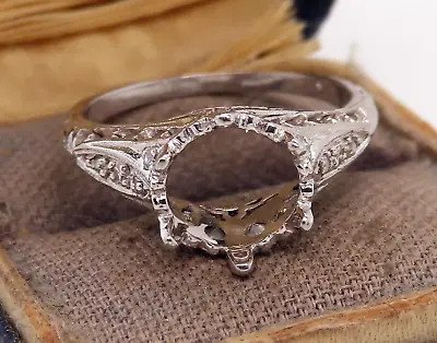 Vintage 18k Gold ANTIQUE ART DECO DIAMOND FILIGREE ENGAGEMENT MOUNTING Ring • $349.95