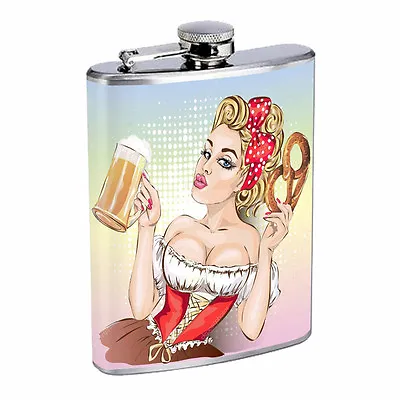 $14.95 • Buy German Pin Up Girls D1 Flask 8oz Stainless Steel Hip Drinking Whiskey