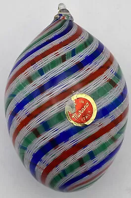 Murano Art Glass Egg Shaped Ornament Swirl Multicolor ~ W/tag NEW Old Stock • $49.99