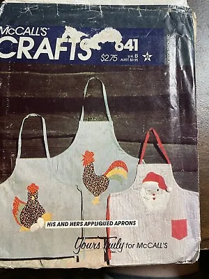 McCall's 641 Vintage 80's His & Hers Appliqued Aprons Sewing Pattern UnCut • $7.70