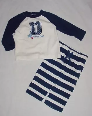 EUC Gymboree PUPS & BUNNIES Blue & Ivory  D Is For DOG  Shirt & Pants Set 6-12 M • $12.99