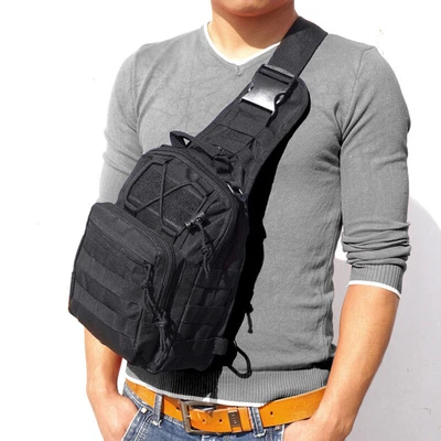 $26.99 • Buy Mens Sling Bags Tactical Backpack Travel Crossbody Pack Sports Chest Bag Black