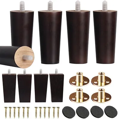 4x Heavy Duty Wooden Furniture Legs Table Chair Sofa Bed Feet With Fixing Screws • £9.92
