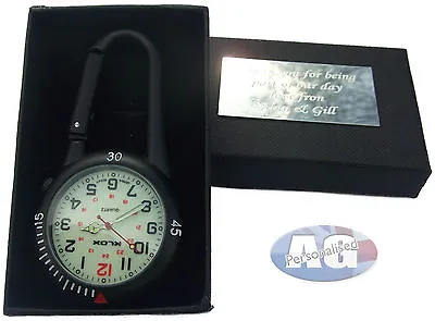 Luminous Black Carabiner Style Paramedic Nurses Doctors Sports Style Fob Watch • £16.95