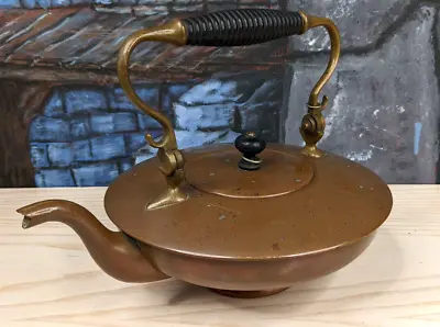 Tea Kettle Sternau Copper Arts Crafts Teapot Brass Spirit Squart Antique Cottage • $54