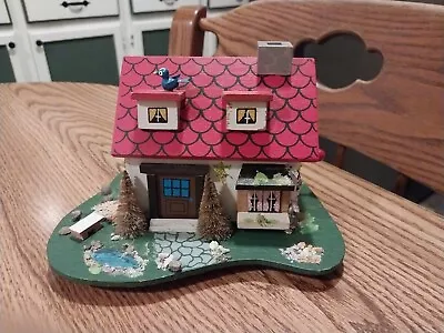 Vintage Enesco 1979 Wooden Cottage Bank And Hand Crank Music Box Nice! • $9.05