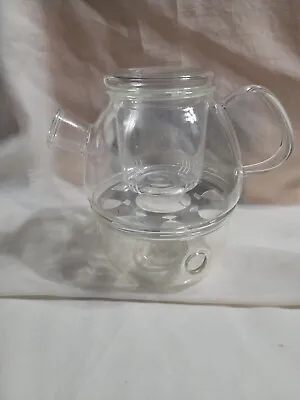 Teavana TEA WARMER TEA & MINI POT-SHAPED INFUSER VINTAGE Glass Warmer W/lid • $69.95