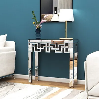 Silver Console Table With Mirrored Finished Modern Glass Entryway Table 32 In • $295.99